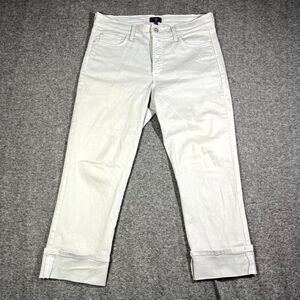 NYDJ Jeans Womens 8 Gray Dayla Wide Cuff Capri Casual Lift Tuck Preppy Mom